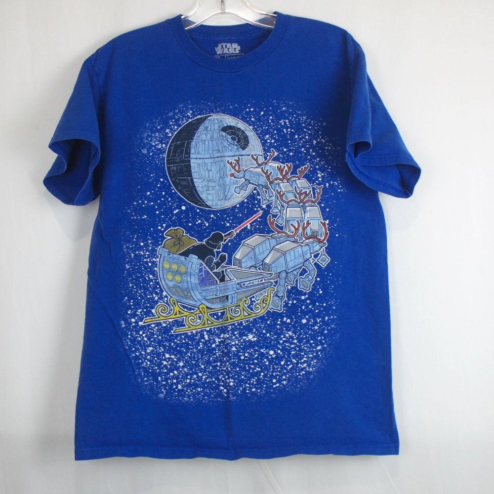 Blue Medium Star Wars Christmas Darth Vader Sleighs Shirt